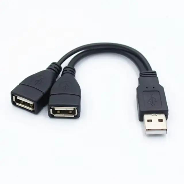 1 prise mâle à 2 prises femelles USB 2.0 ligne d'extension câble de données adaptateur d'alimentatio