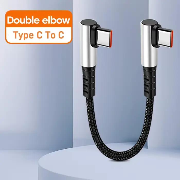 Crouch Double coude USB Type C câble court 6A charge rapide 90 degrés USB C à C câble pour iphone 15