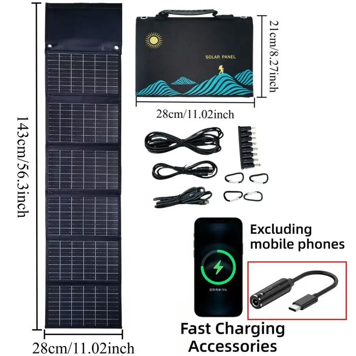 Chargeur solaire portable 50W 90W, panneau double USB DC pliable et étanche pour les voyages en plei