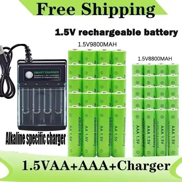 Batterie Rechargeable Dolidada 9800mAh AA 8800mAh AAA Chargeur USB pour Jouets Electroniques Horloges Radios Jeux Video Occasions Speciales