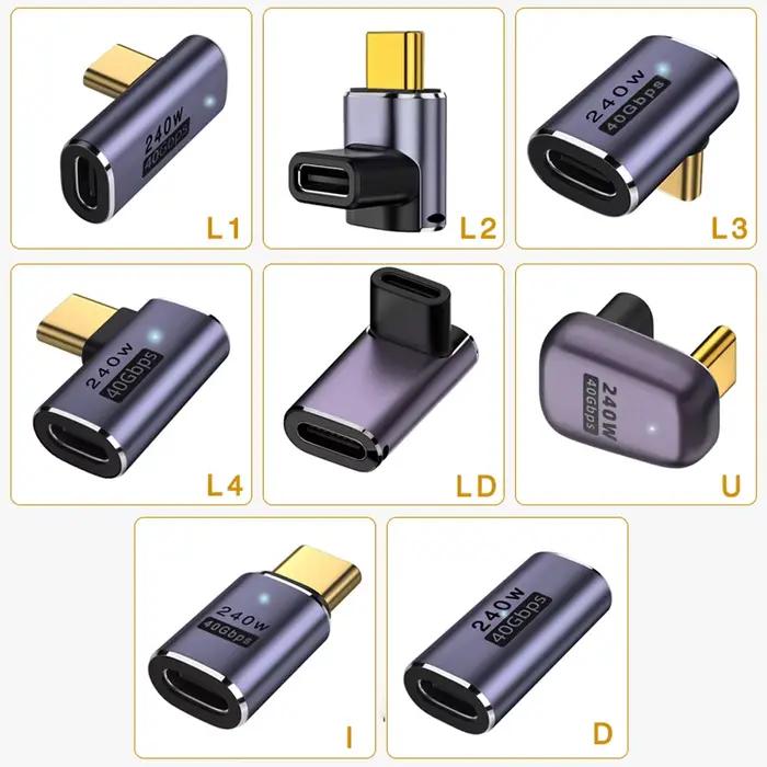 Adaptateur USB C vers USB C Thunderbolt 3/4 40Gbps OTG pour ordinateur portable et smartphones avec transfert de données rapides et recharge rapide