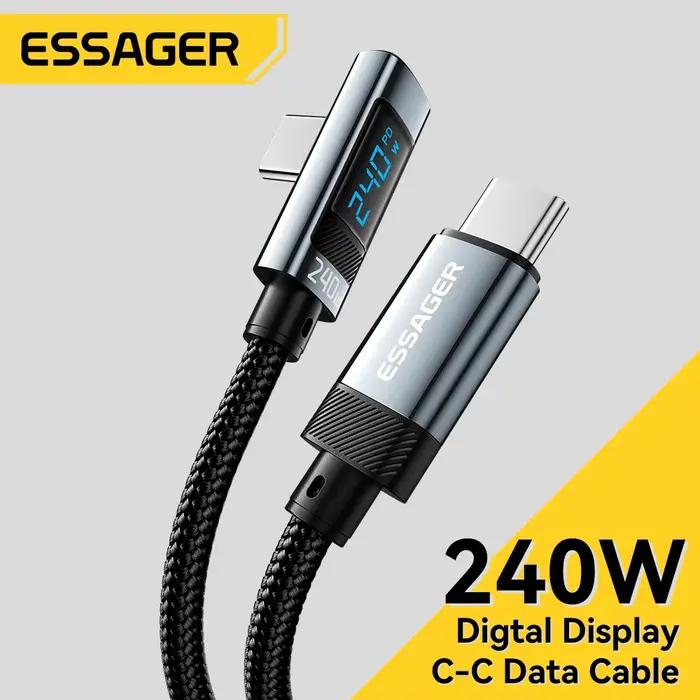 Essager – câble USB Type C 240W, Angle de 90 degrés, PD, charge rapide, pour iPad, MacBook pro, Xiaomi, Samsung, Huawei