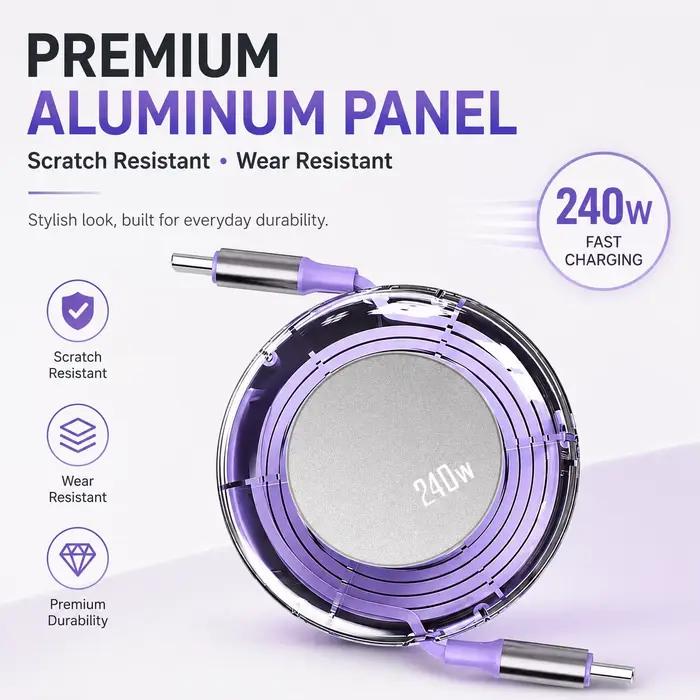 Câble USB C rétractable 240W Max Type C vers Type C