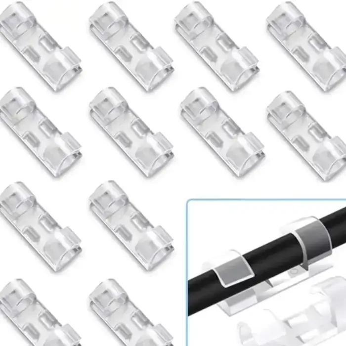 5/20 pièces – Clips de gestion de câbles autocollants en plastique transparent