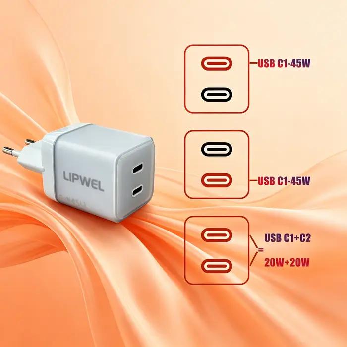 Chargeur rapide à double port USB-C 45 W