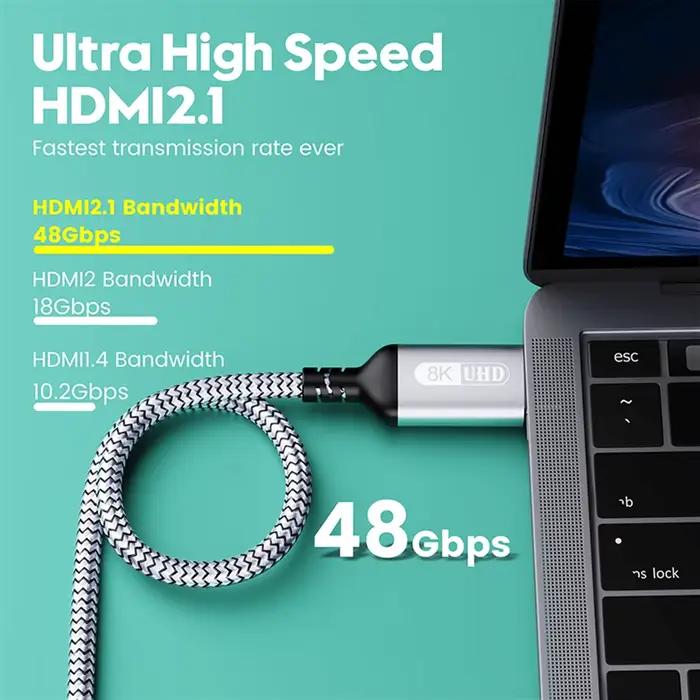 Vothoon câble 8K 2.1 120Hz 4K Compatible HDMI 2.1 Ultra haute vitesse HDR eARC pour boîtier HDTV projecteur