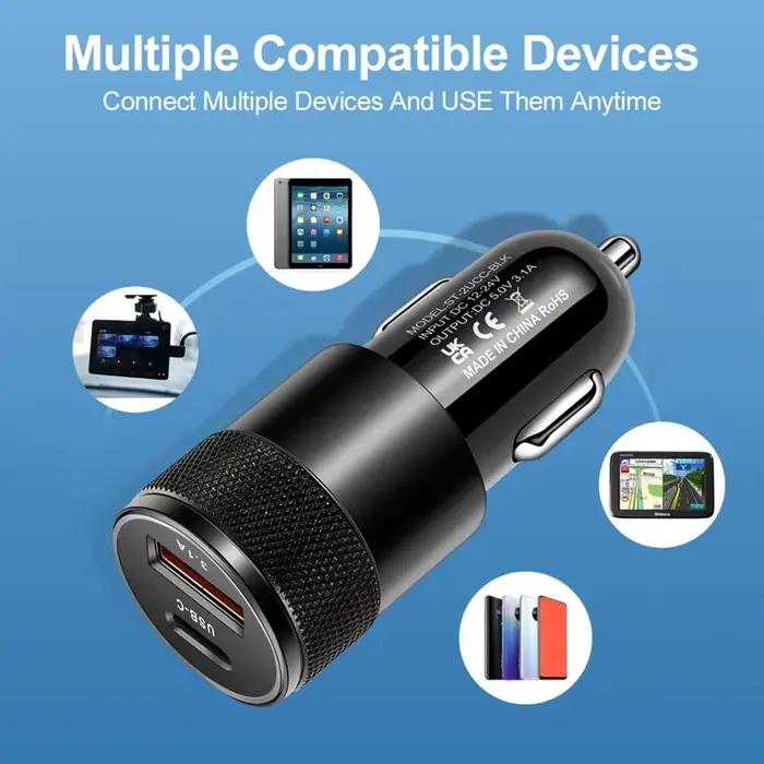 Mini allume-cigare à charge rapide USB C pour téléphone et tablette compatible avec divers appareils pour la maison et le voyage