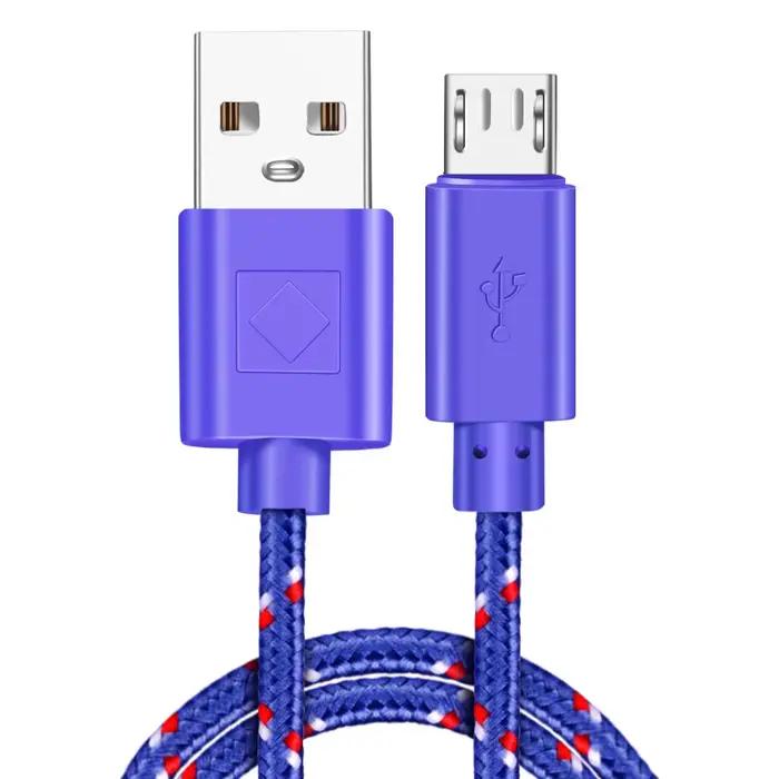 Câble de charge tressé en nylon rapide pour Samsung Huawei Xiaomi HTC téléphone Android micro câbles USB Blanc Bleu Jaune Orange Rouge Violet Noir Vert