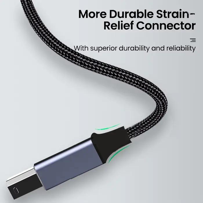 Câble tressé d'imprimante USB C vers USB B 2.0