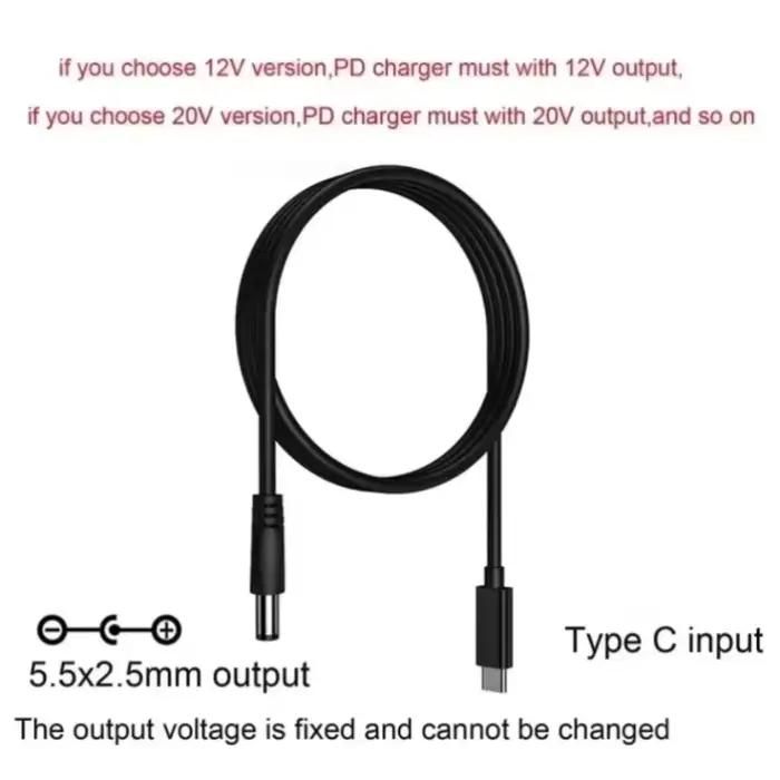 Câble d'alimentation USB PD de type C pour ordinateur portable caméra CCTV haut-parleur chargeur rapide et sûr pour bureau et maison