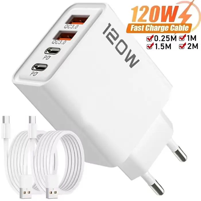 120W 4 ports USB Type C chargeur câble de données de charge rapide adaptateur