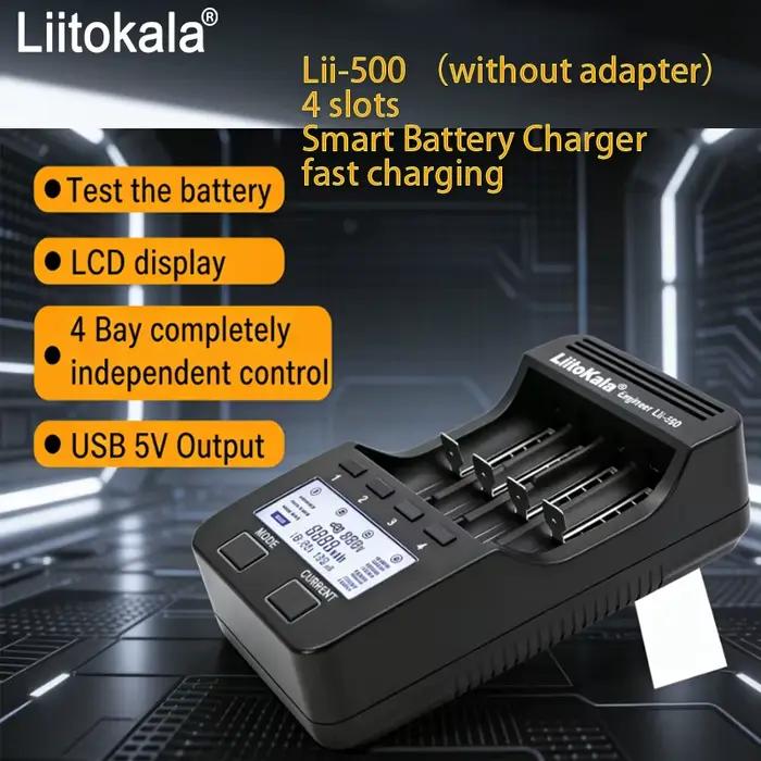 Chargeur de batterie universel intelligent LiitoKala LII-500 avec écran LCD pour Li-ion Ni Mh AA AAA 10440 14500 16340 17335 17500 18490 17670 18650