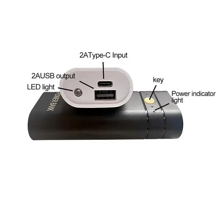 Boîtier de batterie externe DIY pour téléphone, charge électronique, sans piles, 6000mAh 5V 2A, 2x 18650, chargeur de batterie USB Type-C