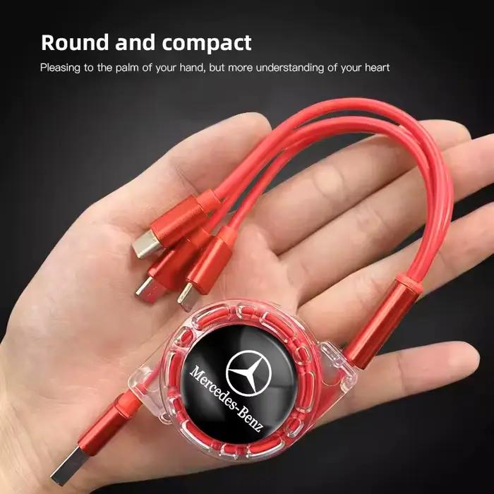 Câble de charge rapide rétractable 3 en 1 pour voiture