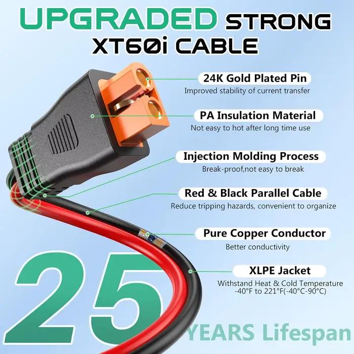 JMUYTOP pour centrale électrique Portable EcoFlow XT60i câble d'extension 12AWG 118 pouces/3M