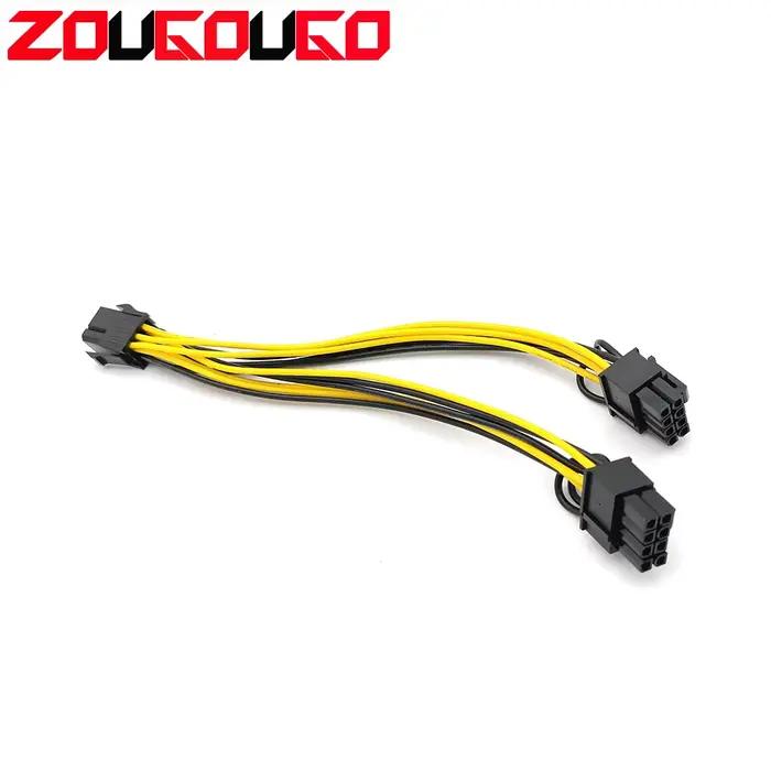 Câble d'alimentation PCI Express vers double PCIE 8 6 plus 2 broches pour carte graphique 6 broches polyvalent court 20 cm pour joueurs graphistes et professionnels