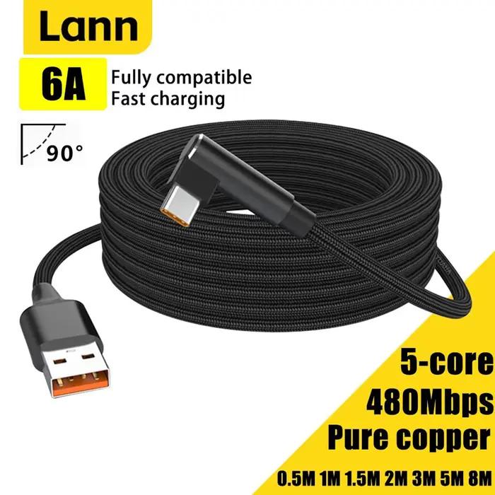Coude USB C 6A charge rapide étendre 3m câble de données de Type C de 5 mètres pour Huawei