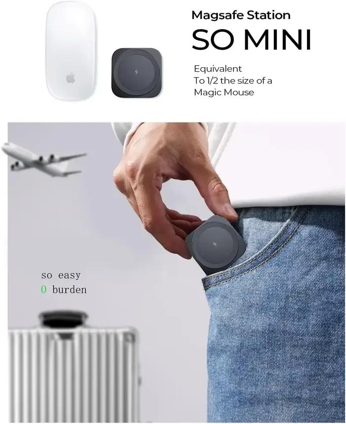 Support de chargeur MagSafe LISEN pour Apple [Super portable] Station de charge sans fil pour iPhone 15