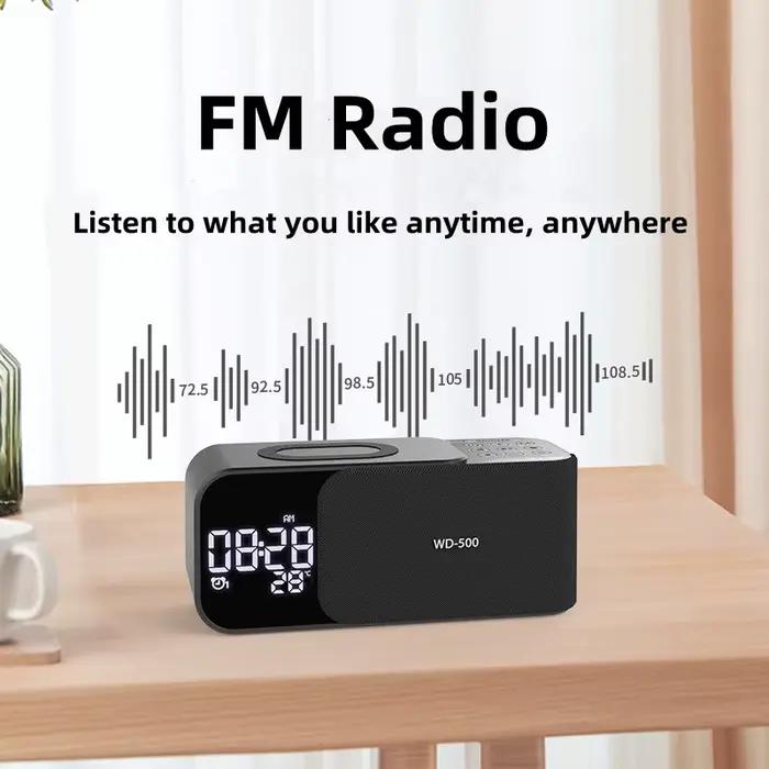 15W charge sans fil double réveil maison haut-parleur Bluetooth avec veilleuse