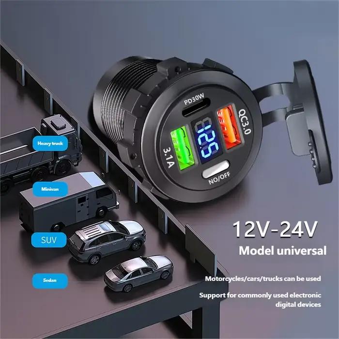 Chargeur de téléphone de voiture 30W PD 22.5W QC3.0