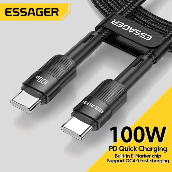 Essager 100W C À C Type C Câble USB C PD Charge Rapide Chargeur Fil Cordon Pour Macbook Samsung Xiaomi