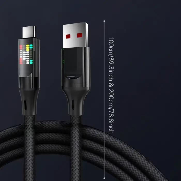 Câble de charge rapide OOZCC 120W Type C USB-A à Type C en Nylon 120W LED pour Xiaomi Samsung recharge rapide et durable 1m 2m