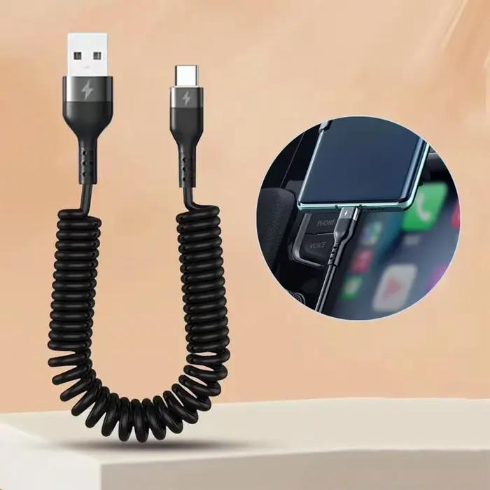 Câble de données de type C à charge rapide télescopique à ressort