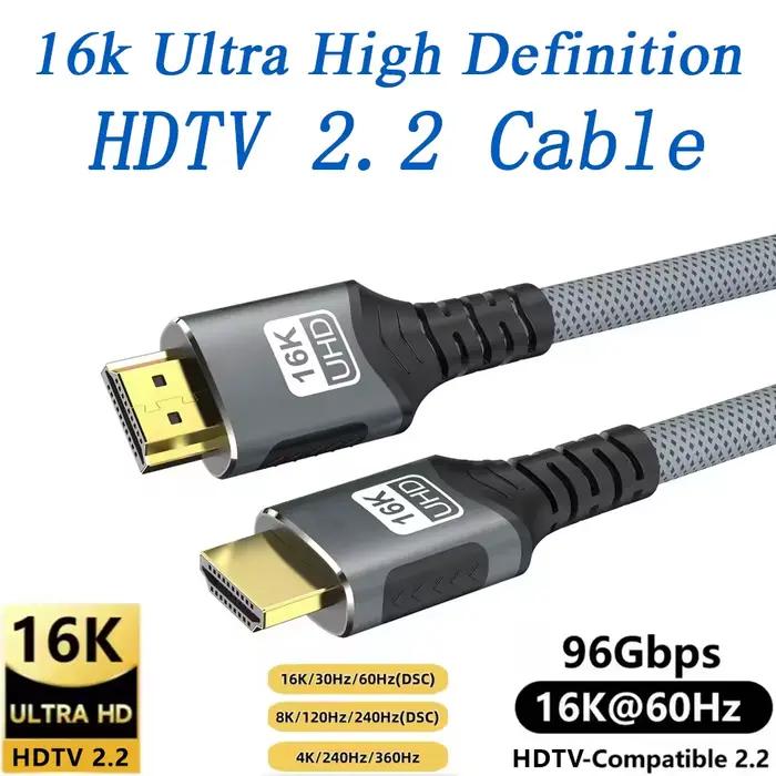 Câble HDMI 2.2 16K 96Gbps pour HDTV Ordinateur Portable Xbox PS5 Switch Haute Résolution Son Immersif Occasions Spéciales