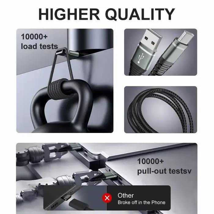 Câble de données USB-C à charge rapide 3A pour iPhone 17 16 15 iPad Pro Samsung S26 Xiaomi Type C CarPlay