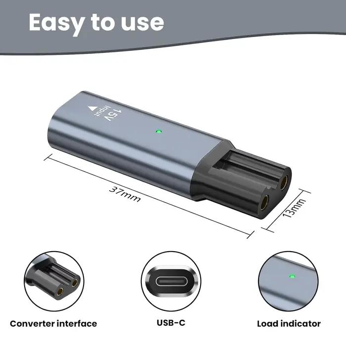LISI 15V HQ8505 type-c adaptateur de rasoir convertisseur de charge pour Philips Norelco One Blade Pro QP6510 QP6520 QP6530 tondeuse à barbe