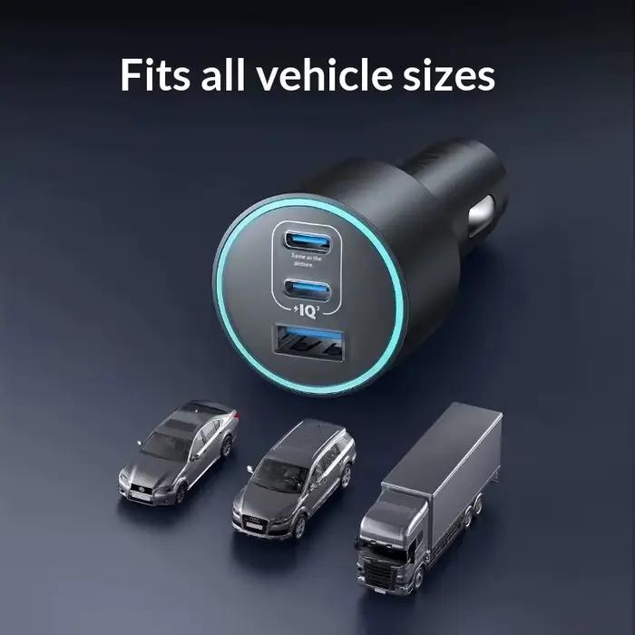 Chargeur de voiture Anker 167,5W 3 ports 2C1A à charge rapide, adaptateur allume-cigare pour iPhone/Huawei/Xiaomi, idéal pour les cadeaux