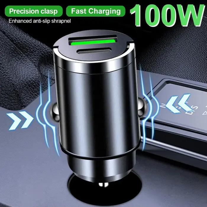 Mini chargeur de voiture 100W Type C double USB charge rapide pour iphone 15 pro max Samsung Huawei Xiaomi prise