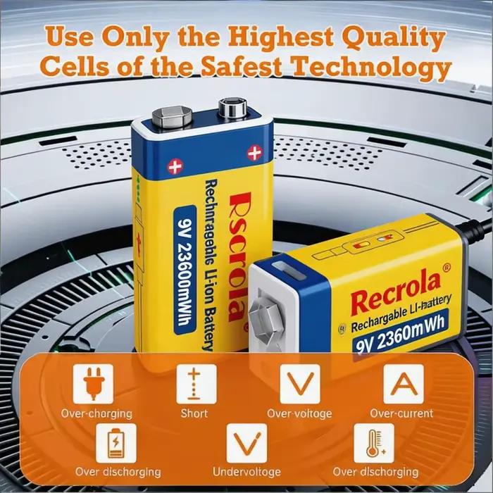 Batterie Li-Ion rechargeable 9V 23600mWh
