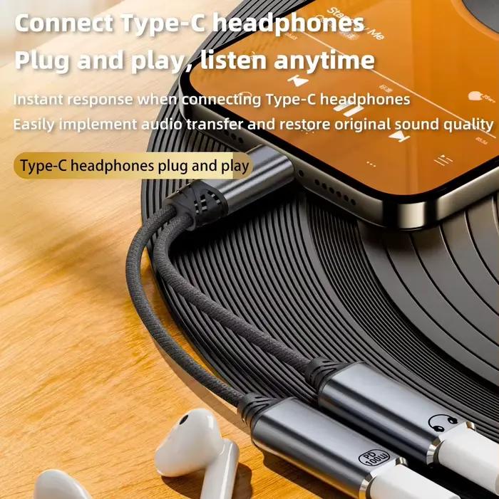 Adaptateur USB C pour casque et chargeur 2 en 1