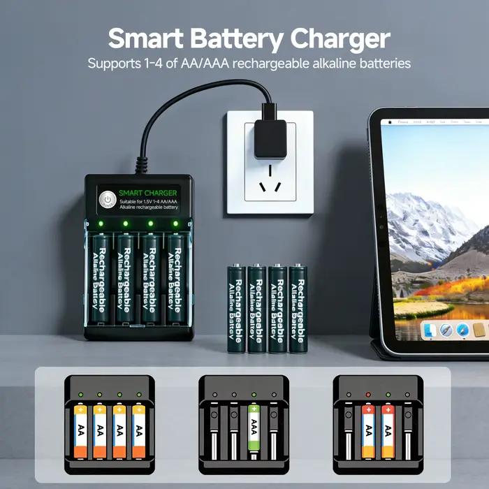 Chargeur de batterie intelligent pour piles alcalines rechargeables AA AAA 1
