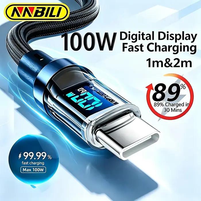 NNBILI – câble USB vers Type C, charge rapide 120W, cordon d'affichage USB Type C vers USB C, pour Xiaomi POCO Huawei Macbook Honor 1/2m
