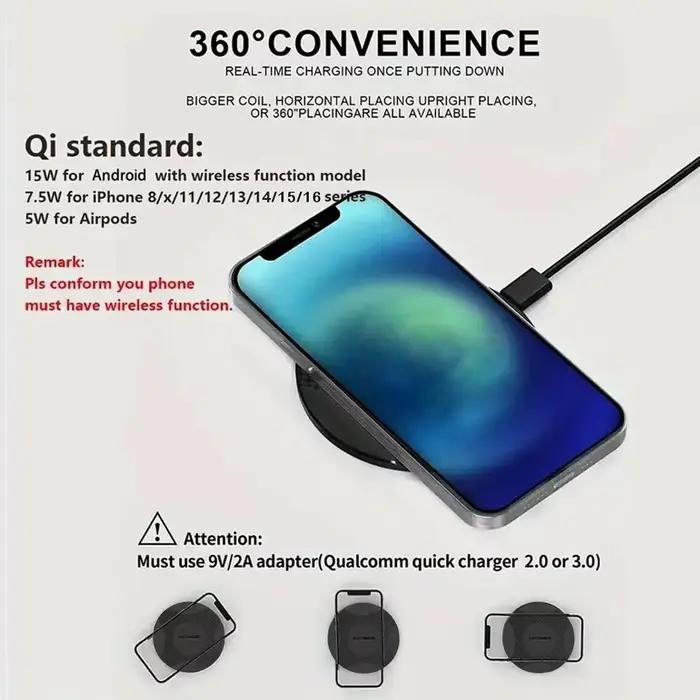 Support de Charge Rapide Sans Fil Universel pour iPhone 17-11 X XR Samsung S22 S21 Xiaomi 17 15 14 Téléphones Mobiles Android