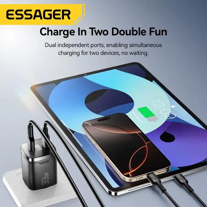 Essager 33W GaN USB Type C chargeur affichage numérique PD charge rapide pour iPhone 16 15 14 Pro Max iPad Mini 6