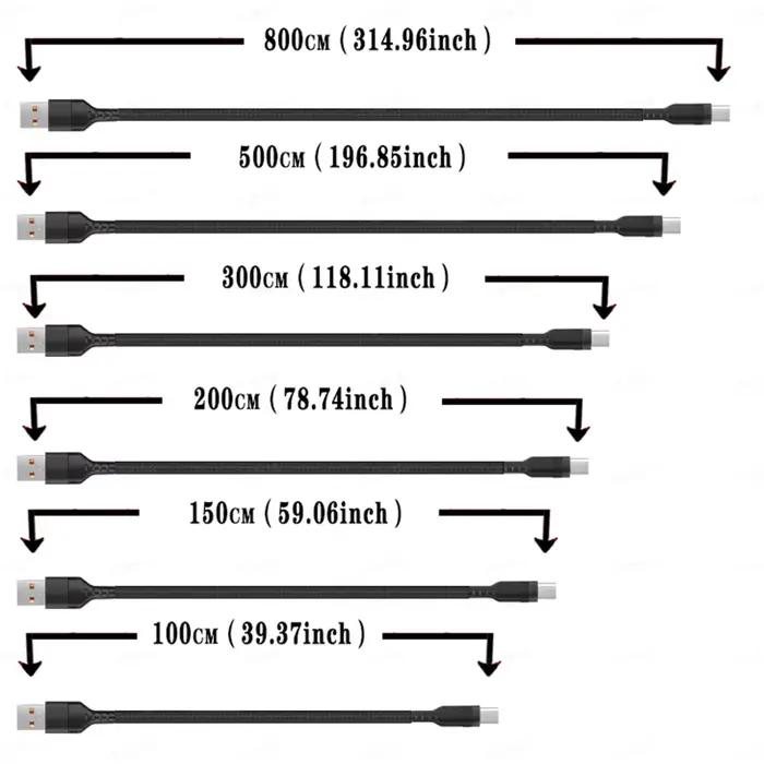 Câble de charge rapide USB type-c étendu 2M 3M 5 mètres Android Micro USB pour Huawei Xiaomi Vivo Oppo