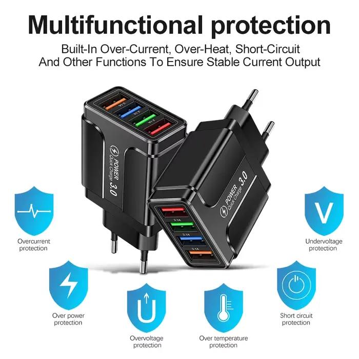 Adaptateur de chargeur rapide mural 4 Ports