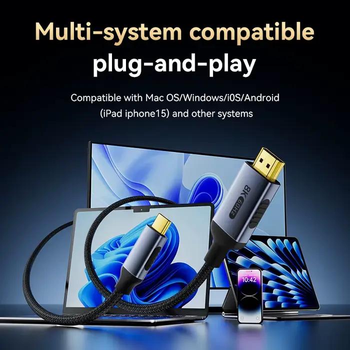 Câble USB C vers HDMI 8K @ 60Hz 4K @ 120Hz câbles de Type C