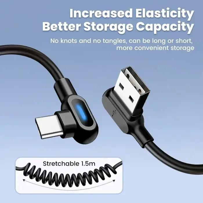 Câbles USB Type C enroulés rétractables