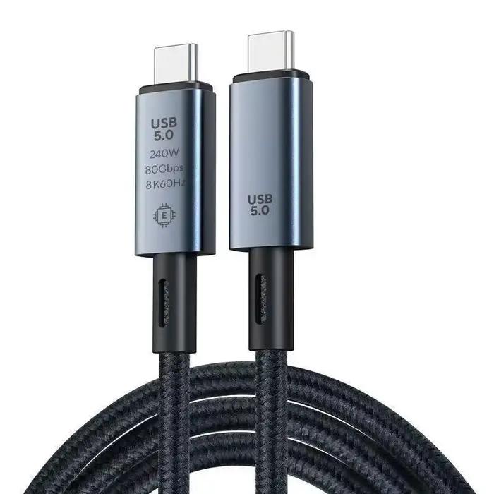 Câble USB 5 80Gbps 240W 8K 60Hz pour Thunderbolt 5 Type C charge rapide Thunderbolt3 USB 5.0