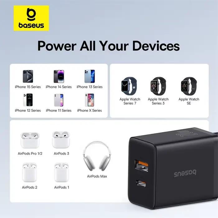 Baseus 20W chargeur USB double Port de charge Support Type C PD