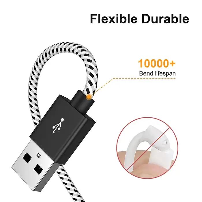 Câble USB A vers Micro USB résistant court tressé en nylon transfert de données haute vitesse 480Mbps charge rapide pour smartphone tablette appareils intelligents occasions spéciales