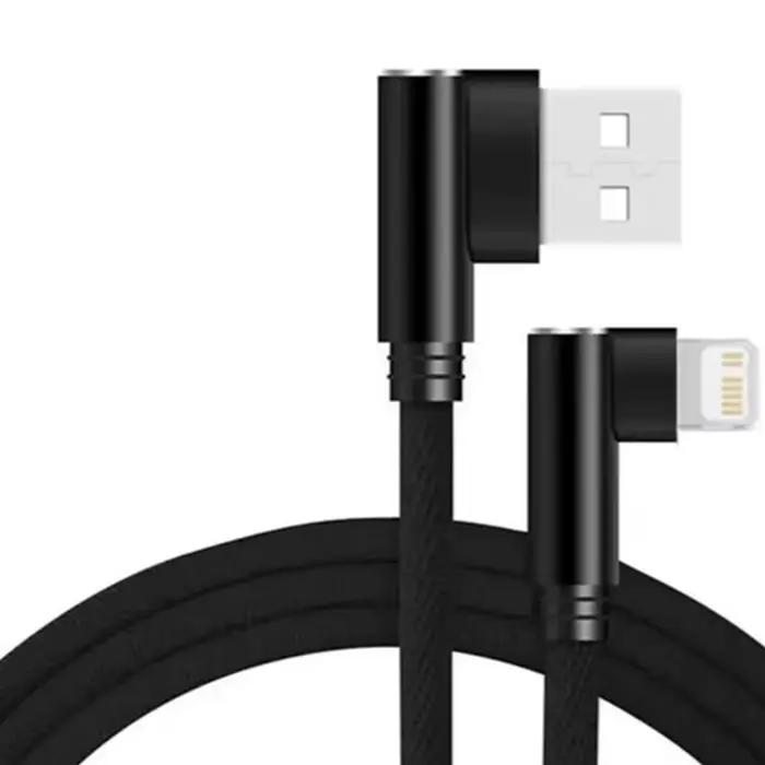 Câble de charge USB Bents 0.25m 1m 1.5m 2m 3m pour iPhone 13 12 11 Pro XR XS MAX 5S 6 7 8 Plus iPad Mini Air 3 coudé pour synchronisation de données en tresse certifiée CE