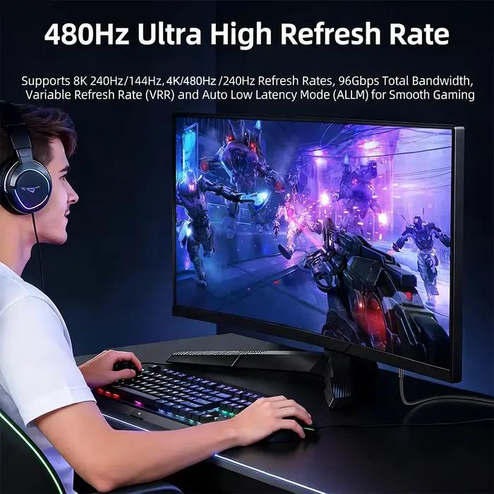Câble HDMI 2.2 16K@60Hz 8K@240Hz 4K@480Hz HDR dynamique HDCP 2.2 Ultra 96 Gbps