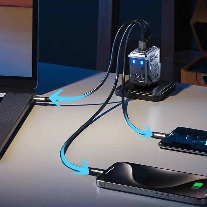 67W GaN chargeur Mecha Robot trois ports QC PD bloc de charge rapide adaptateur secteur pour iPhone ordinateur portable MacBook Samsung Galaxy Google