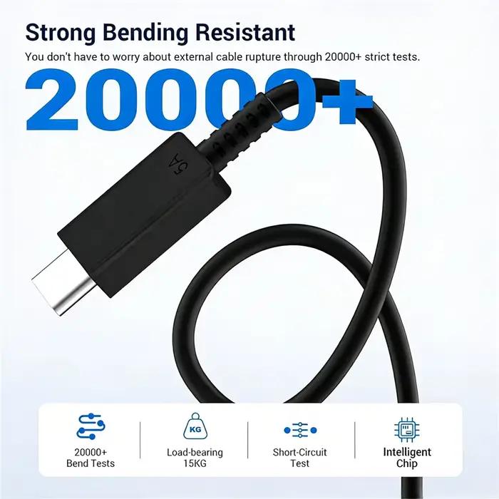 Câble de charge super rapide PD 45W 5A double USB-C pour Samsung S23 S24 S25 Plus Note 20 Ultra A53 A54 A55 Type-C
