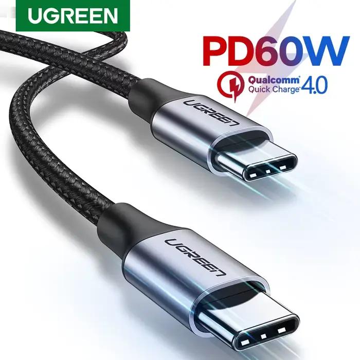 Câble USB Type C vers USB C UGREEN 60W 100W pour ordinateur portable MacBook iPhone 17 iPad Samsung Xiaomi